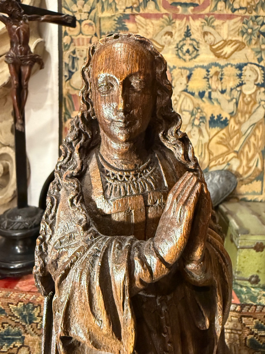 Sculpture Of Saint Margaret Of Antioch. Southern Netherlands, Flemish, C. 1500.-photo-4