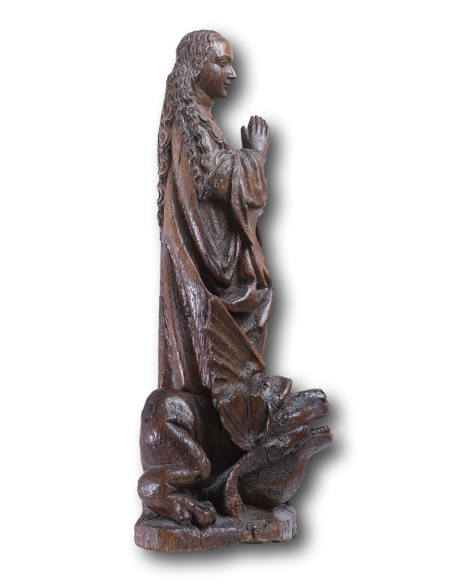 Sculpture Of Saint Margaret Of Antioch. Southern Netherlands, Flemish, C. 1500.-photo-8