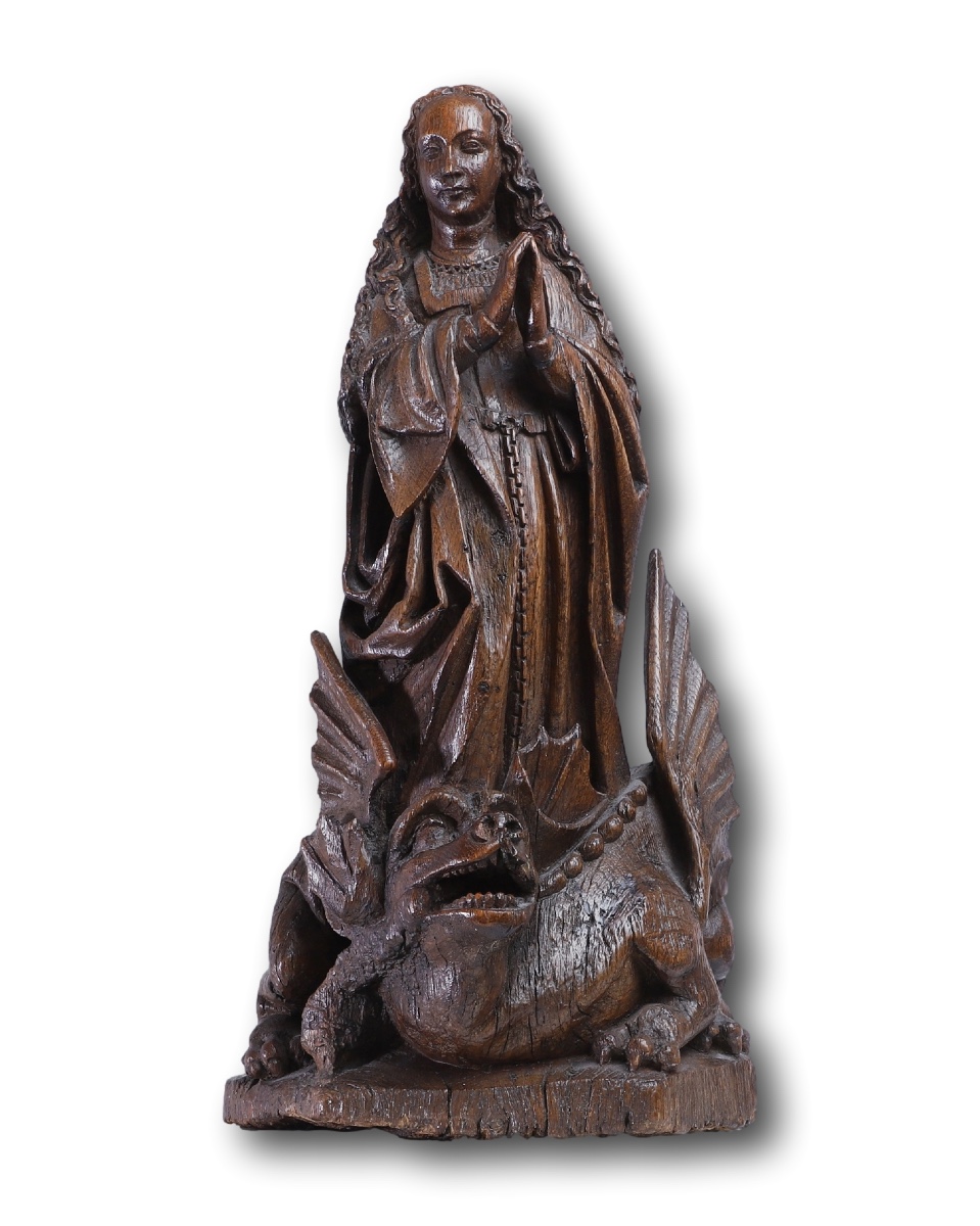 Sculpture Of Saint Margaret Of Antioch. Southern Netherlands, Flemish, C. 1500.