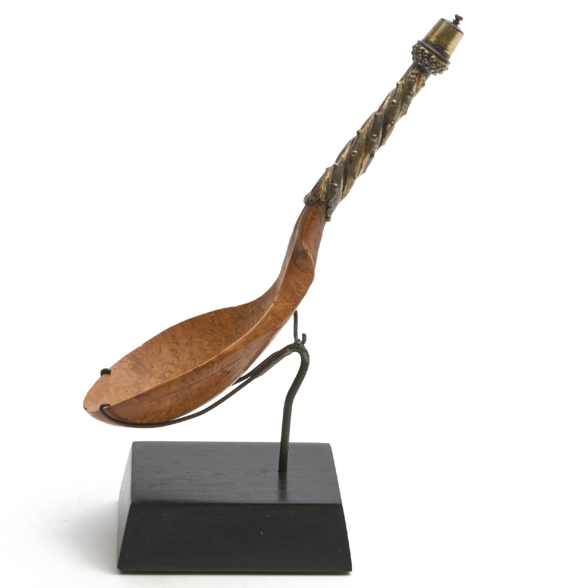 Burr Maple Spoon With Silver-gilt Handle. Swiss Or German, 16th - 17th Century. -photo-2