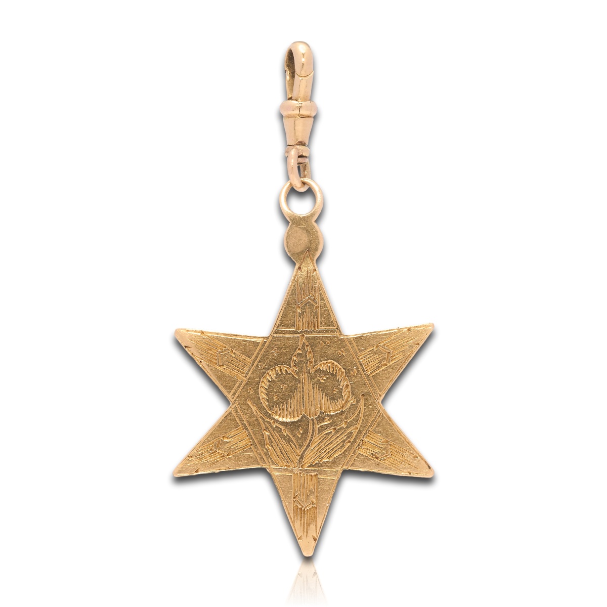 Gold Star Pendant Engraved With Foliate Ornament. Dutch, Late 17th Century.-photo-2