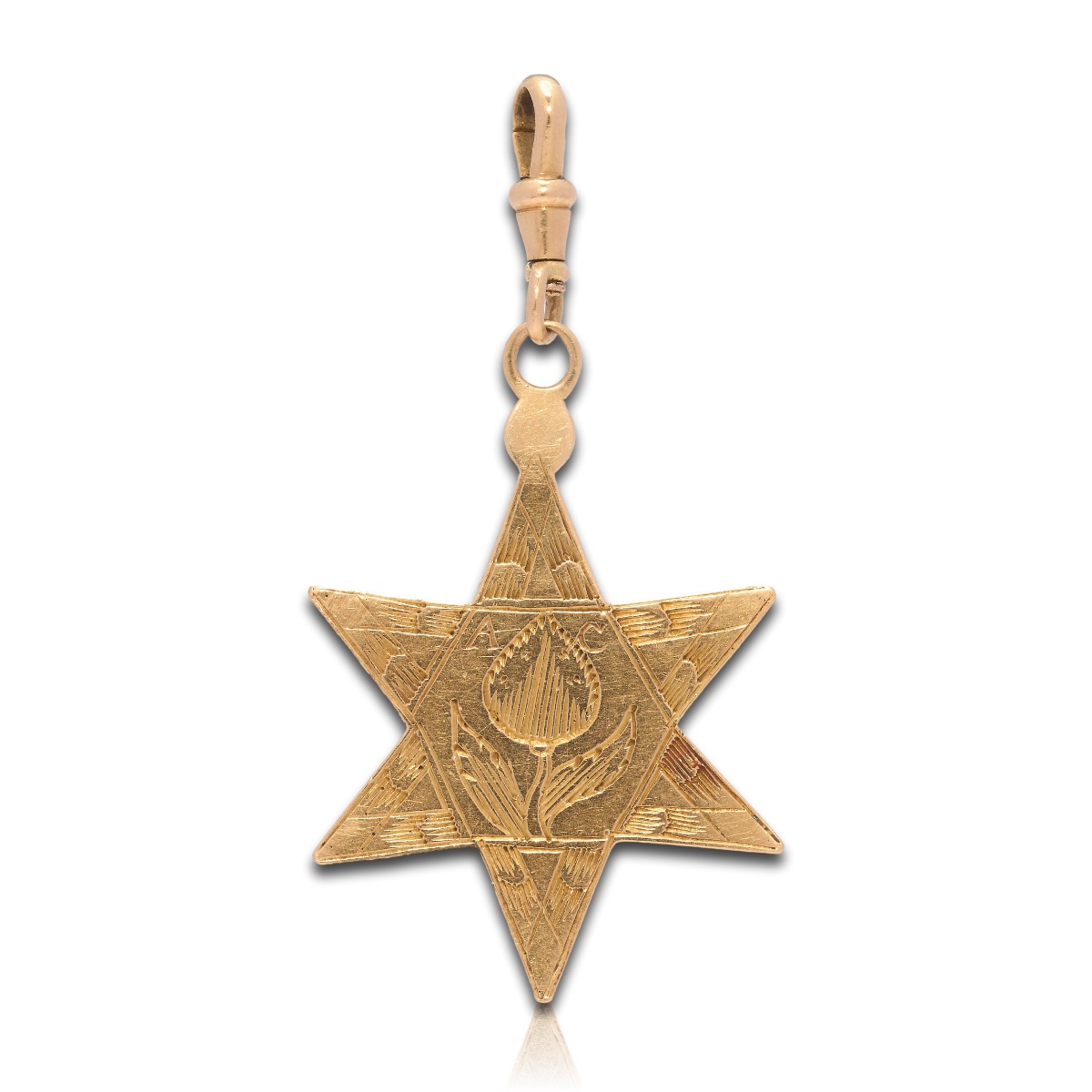 Gold Star Pendant Engraved With Foliate Ornament. Dutch, Late 17th Century.-photo-4