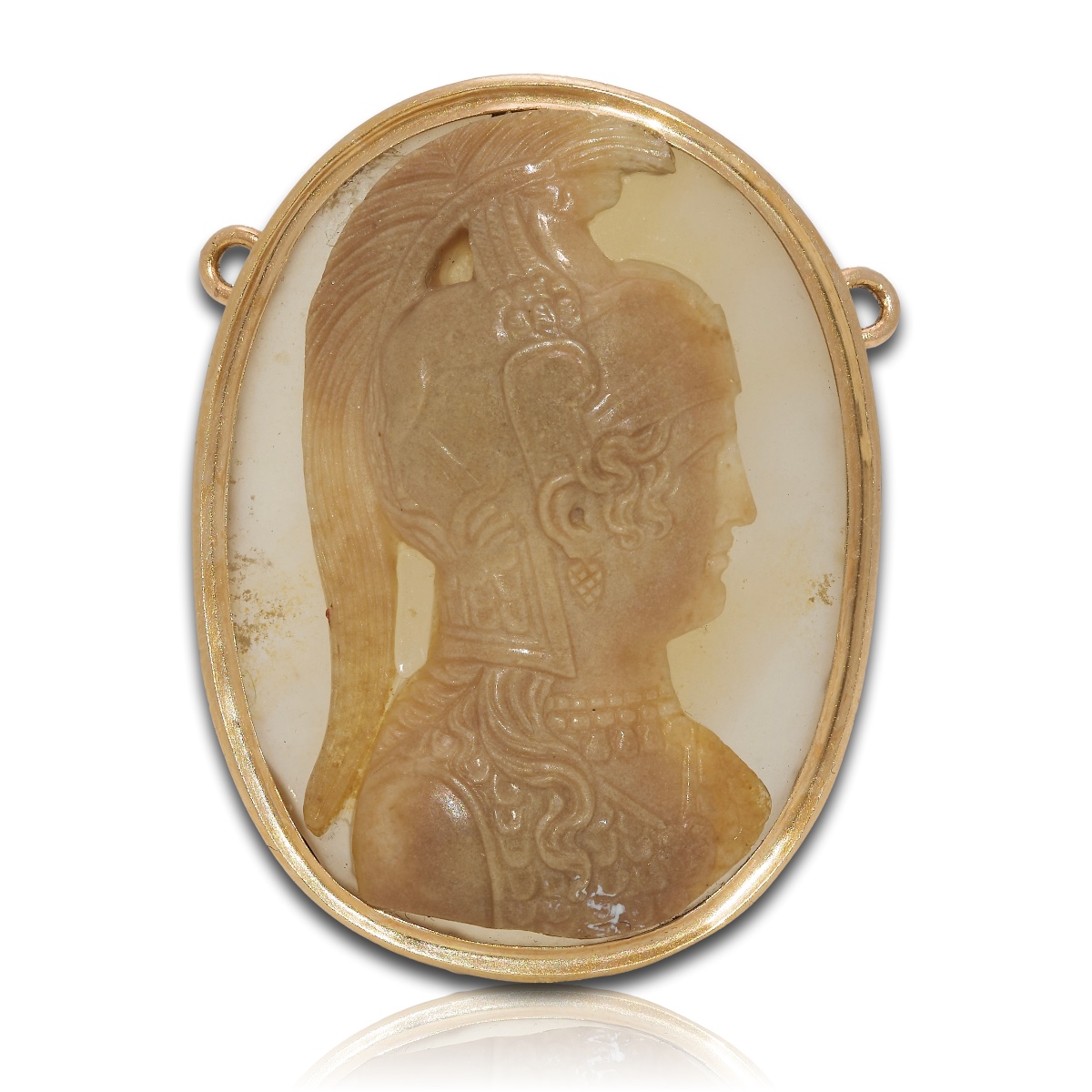 Camée en sardonyx montée sur or, représentant la déesse grecque Athéna. Italie, XVIIIe siècle. -photo-2