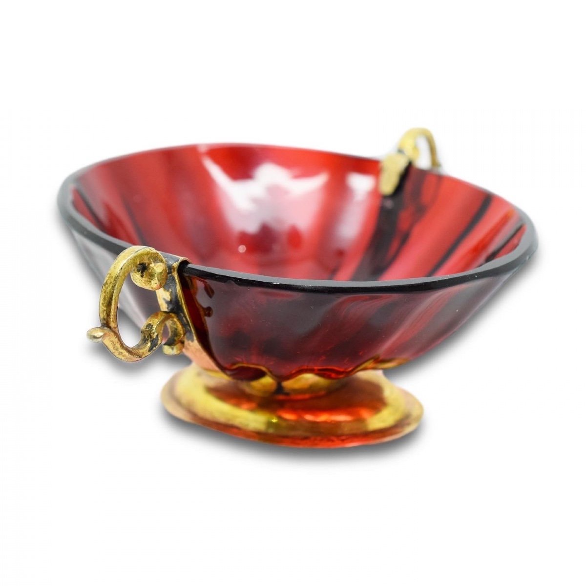 Coupe En Verre Rubis Monté Sur Vermeil Par Tobias Baur, Vers 1705-1709.-photo-3