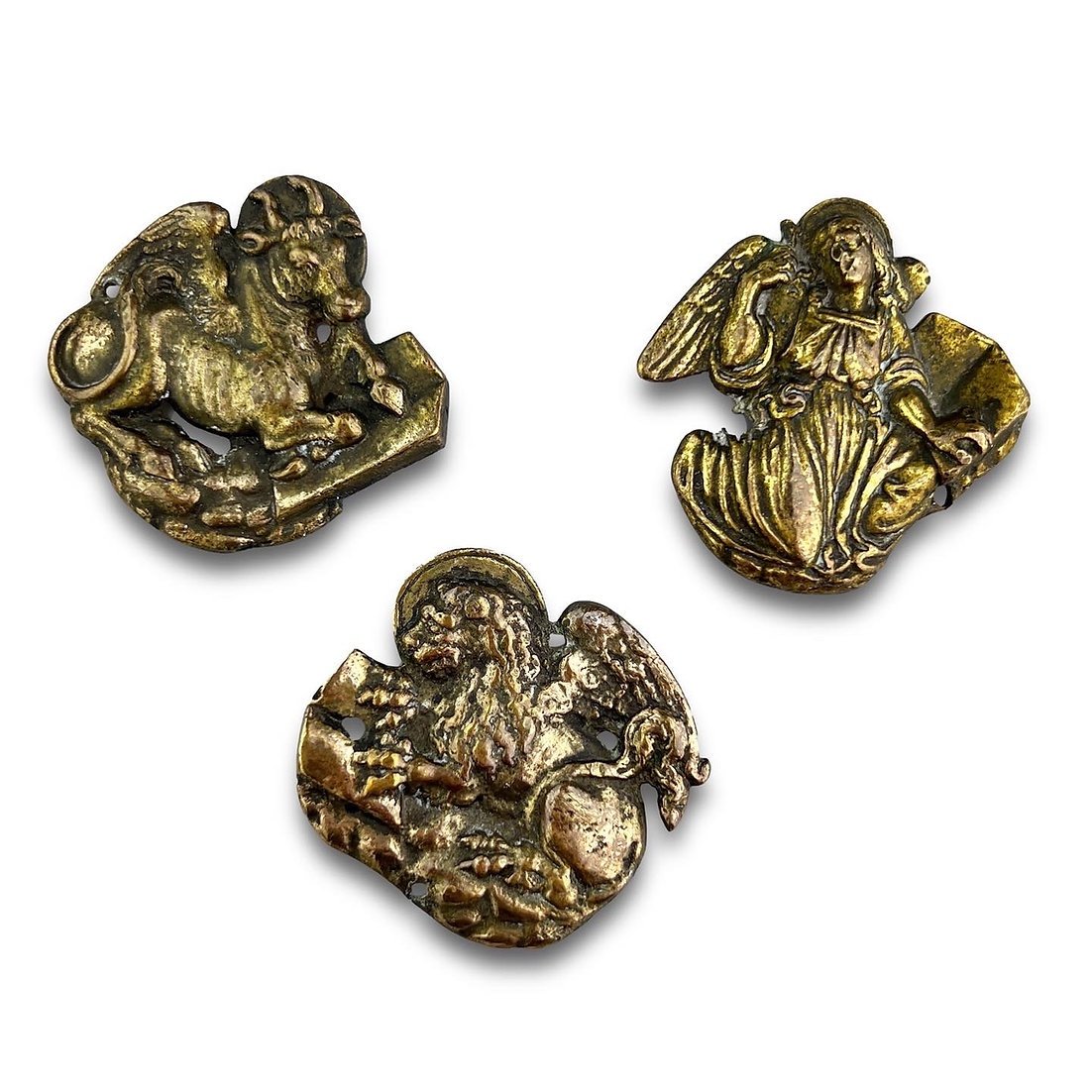 Trois Plaquettes De Bronze Matthieu, Luc Et Marc. Italien, Début XVIe Siècle.