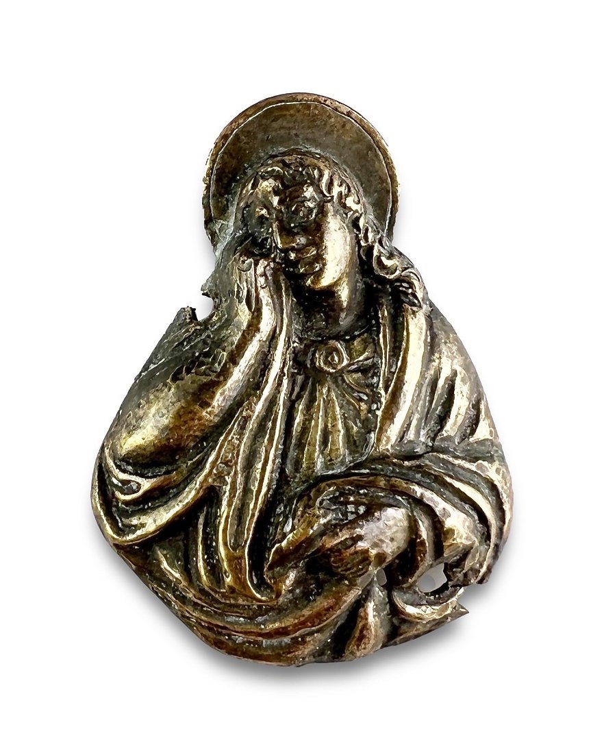 Plates In Gilt Bronze Of Mary Magdalene And Saint John. Italian, XVIth Century.-photo-4