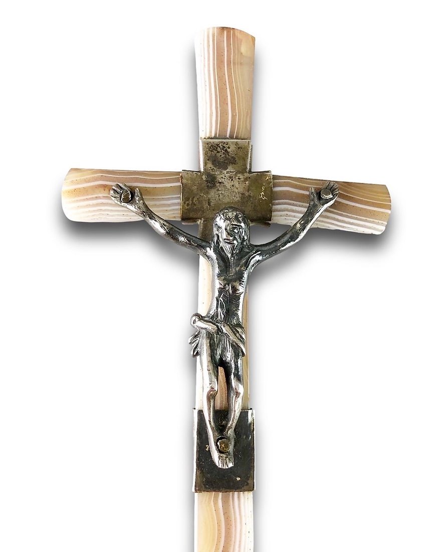 Une Croix d'Autel En Agate Montée d'Argent. Allemand, Fin Du XVIIe Siècle.-photo-2