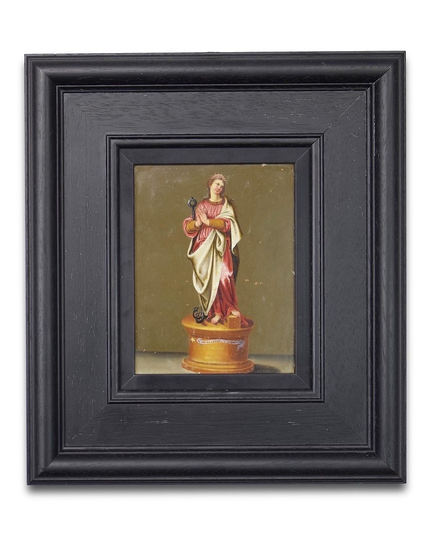 Oil Painting On Copper; Personification Of Hope. Italian, Mid-17th Century.-photo-2