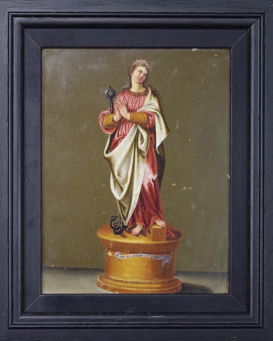 Oil Painting On Copper; Personification Of Hope. Italian, Mid-17th Century.-photo-2