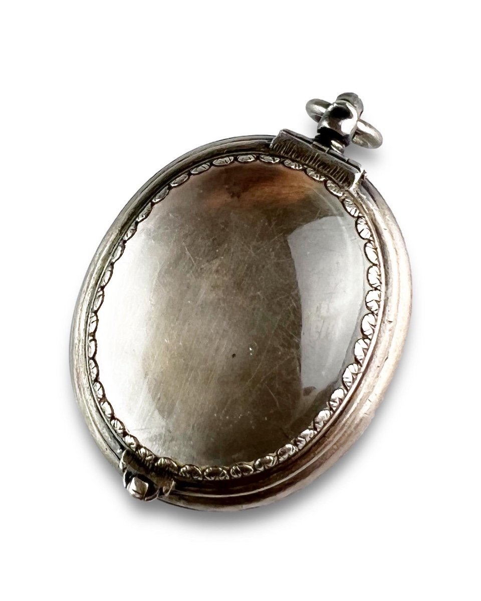 Pendentif Médaillon Double Face En Argent Et Cristal De Roche. Français, Fin Du XVIIe Siècle.-photo-1