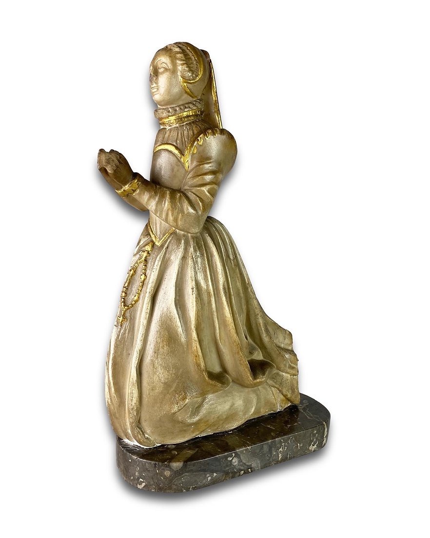 Alabaster Relief Of A Kneeling Mourner. French, XVIth Century.-photo-3