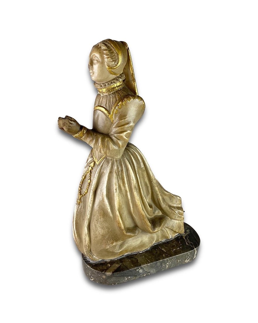 Alabaster Relief Of A Kneeling Mourner. French, XVIth Century.-photo-1
