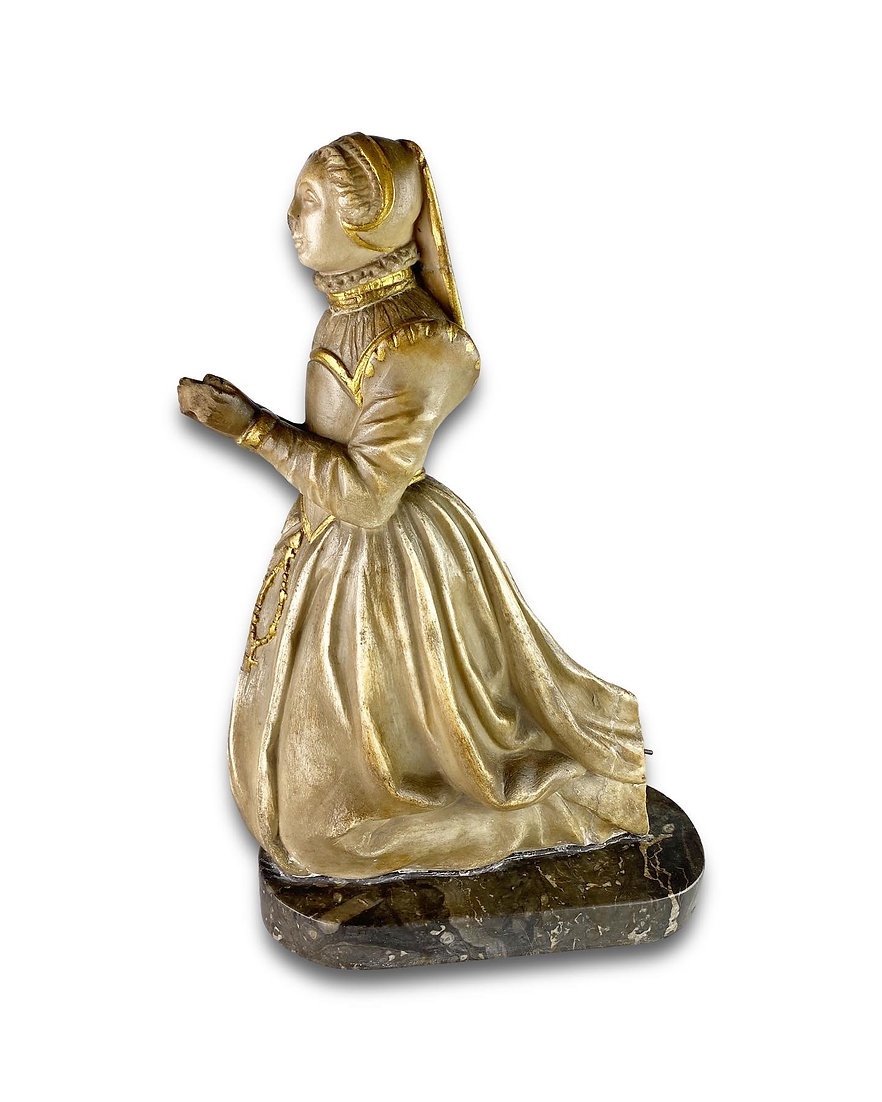 Alabaster Relief Of A Kneeling Mourner. French, XVIth Century.