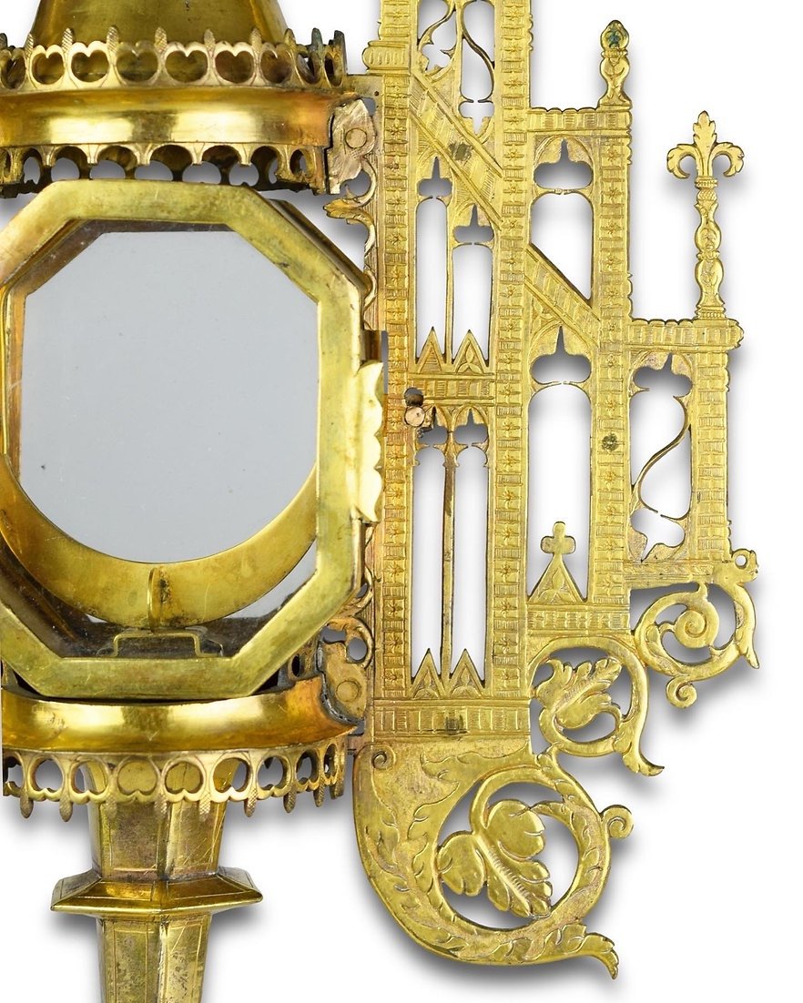 Renaissance Monstrance In Golden Copper. French Or German, Dated 1578.-photo-5