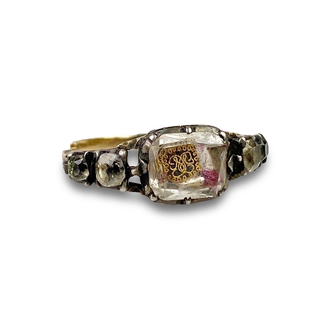 Bague En Argent, Or Et Pâte De Cristal Stuart. Anglais, Vers 1760.-photo-6