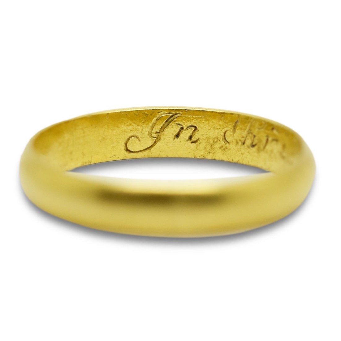 Gold Ring With 'in Christ & Thee My Comfort Be'. English, 18th Century.-photo-3