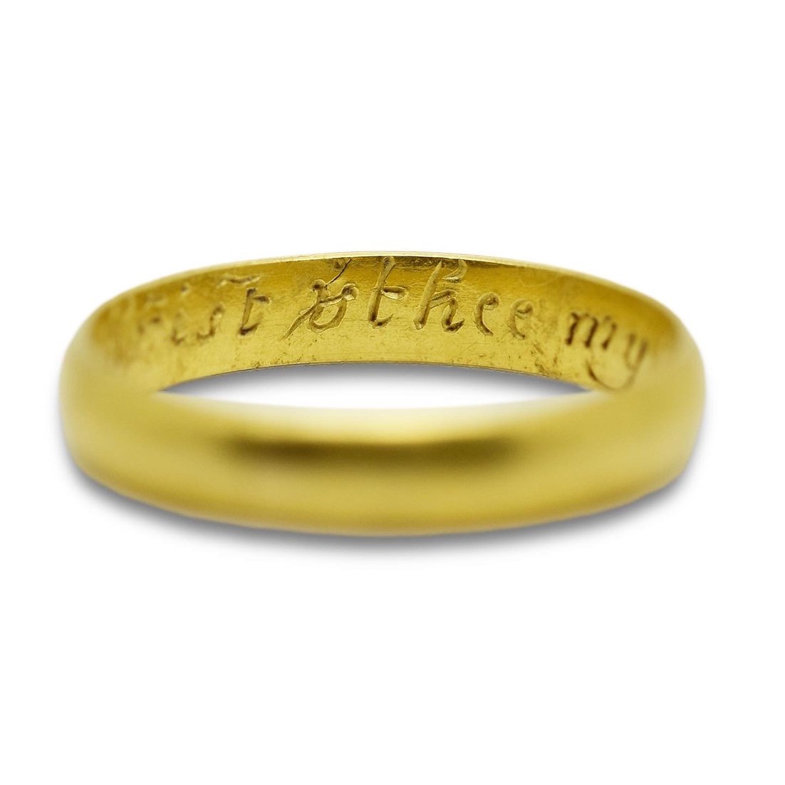 Gold Ring With 'in Christ & Thee My Comfort Be'. English, 18th Century.-photo-5
