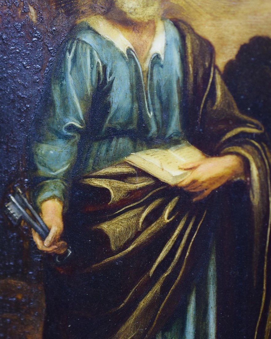 Peinture Sur Albâtre Des Saints Pierre Et Simon d'Après Antonio Tempesta (1555-1630)-photo-2