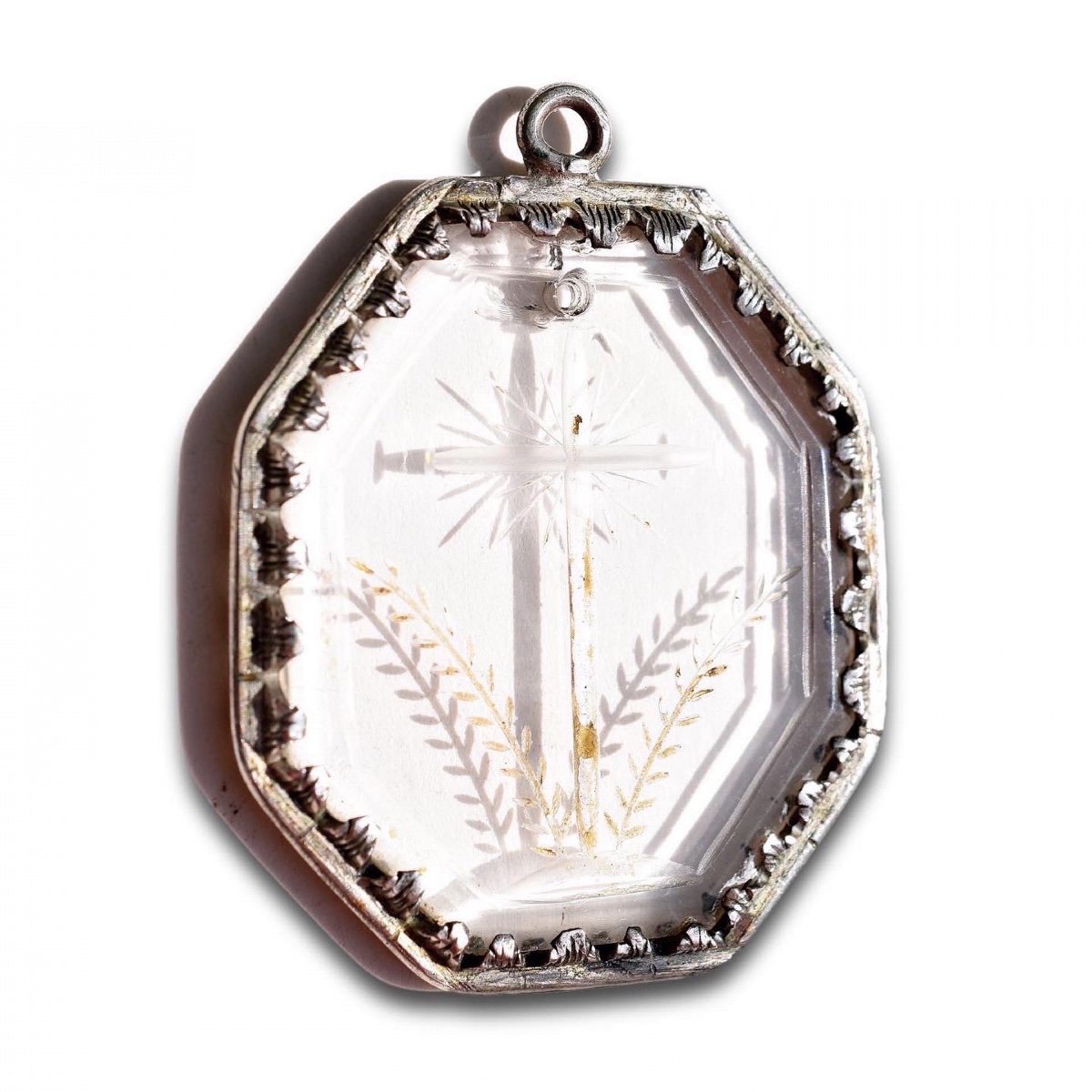 Pendentif En Cristal De Roche Monté Sur Argent Italien, Fin Du XVIIe Siècle-photo-4
