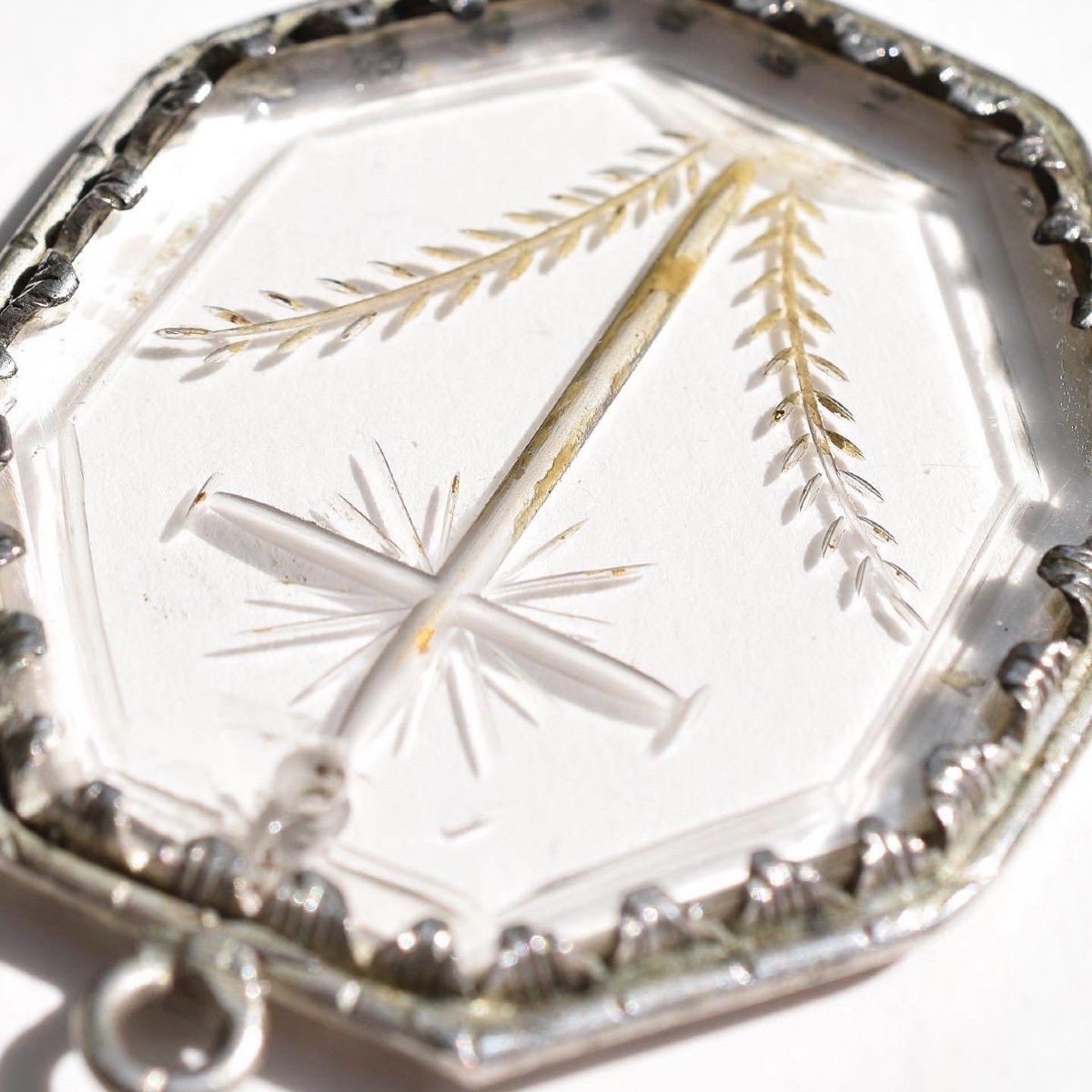 Pendentif En Cristal De Roche Monté Sur Argent Italien, Fin Du XVIIe Siècle-photo-2