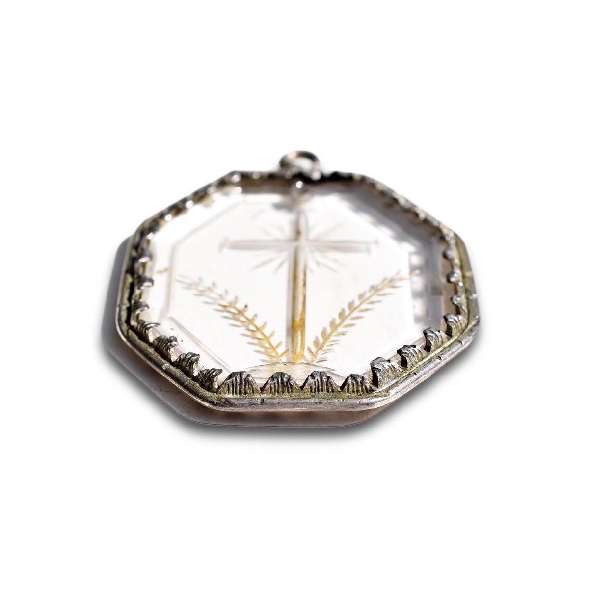 Pendentif En Cristal De Roche Monté Sur Argent Italien, Fin Du XVIIe Siècle-photo-3