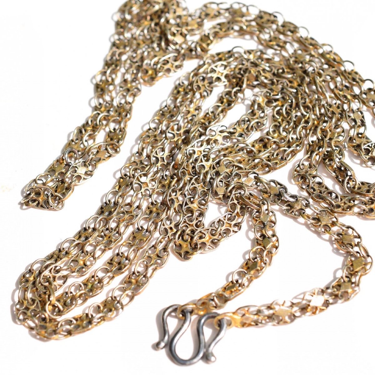 Long Vermeil Chain Composed Of Oval Filigree Links. Russian, 18th Century.-photo-2