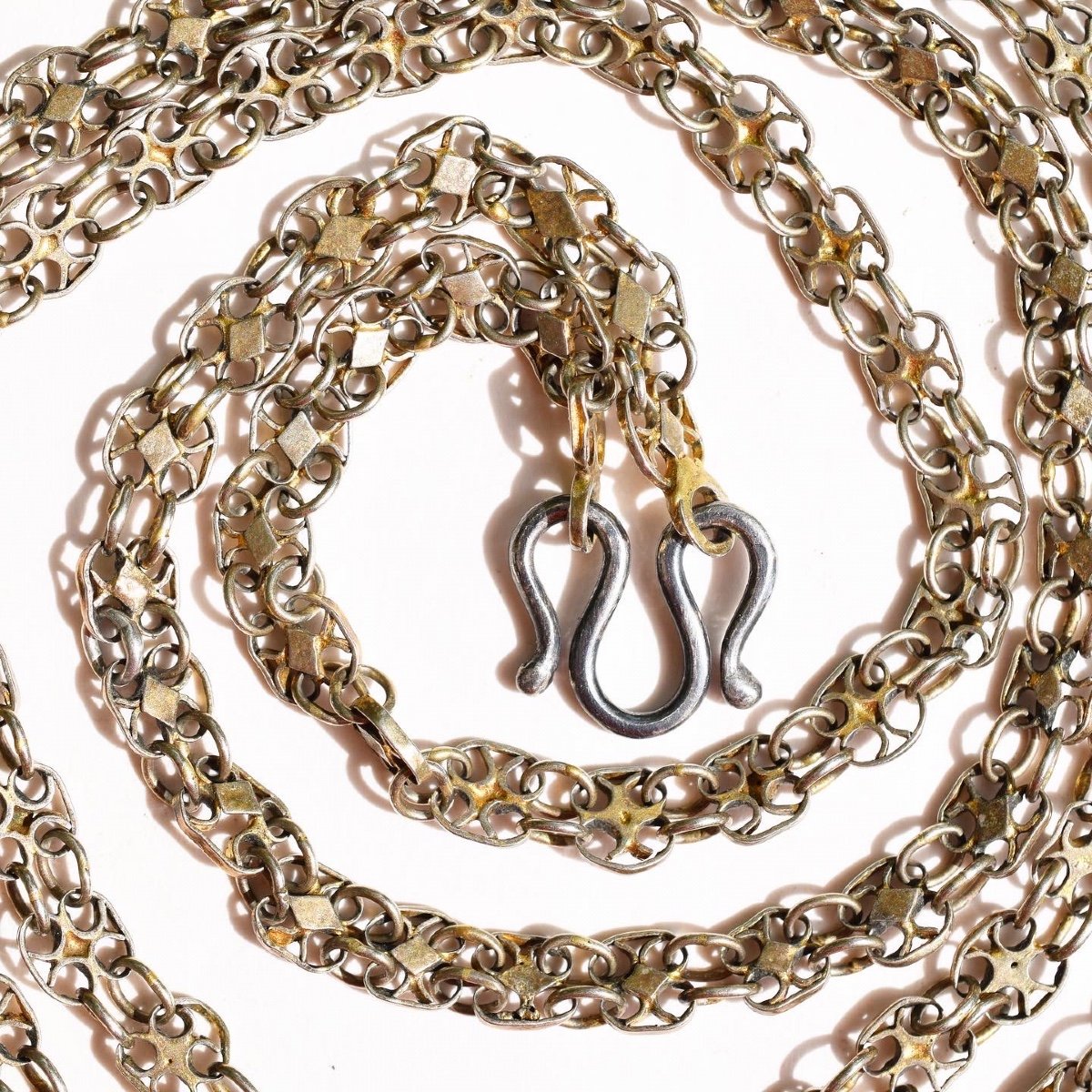 Long Vermeil Chain Composed Of Oval Filigree Links. Russian, 18th Century.-photo-3