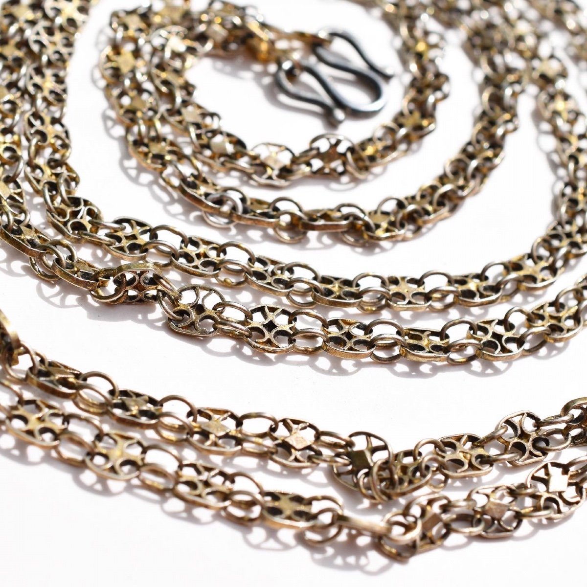 Long Vermeil Chain Composed Of Oval Filigree Links. Russian, 18th Century.-photo-1