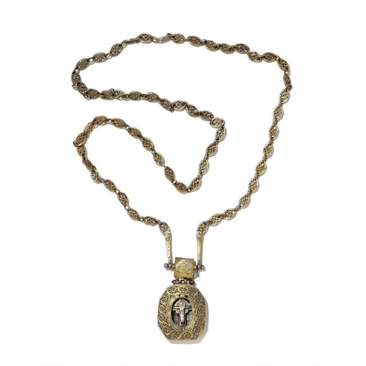 Long Vermeil Chain Composed Of Oval Filigree Links. Russian, 18th Century.-photo-4