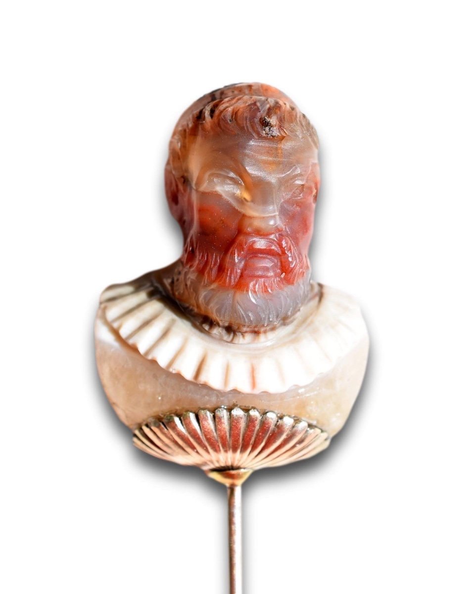 Bust In Agate Of Henri Iv, King Of France And Of Navarre. French, Late Sixteenth Century.-photo-4