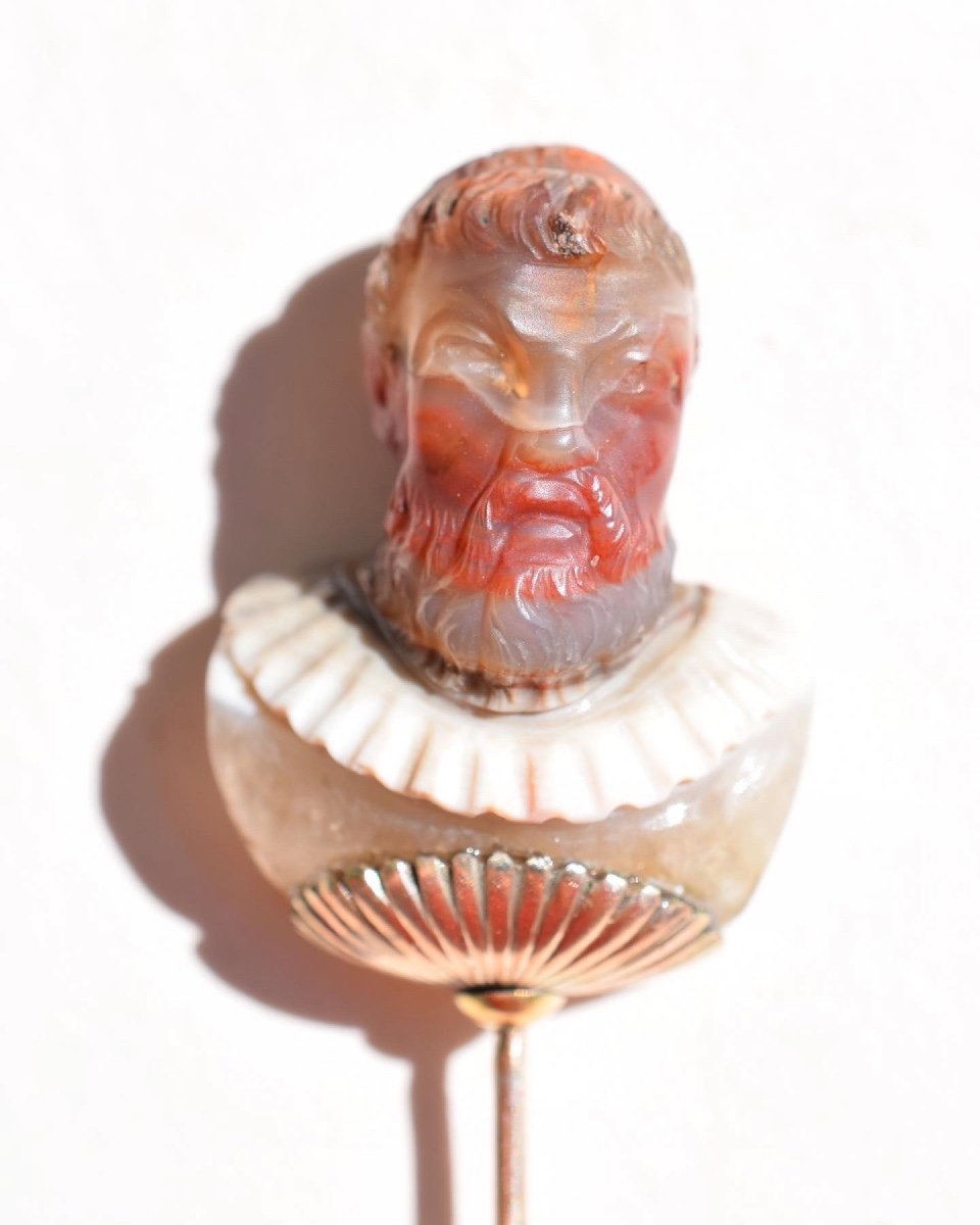 Bust In Agate Of Henri Iv, King Of France And Of Navarre. French, Late Sixteenth Century.-photo-5