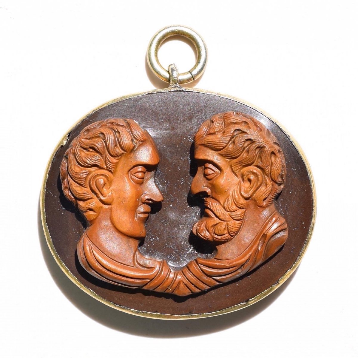 Camée En Agate De l'Empereur Hadrien Et Antinoüs. Italien, Vers 1700.-photo-2