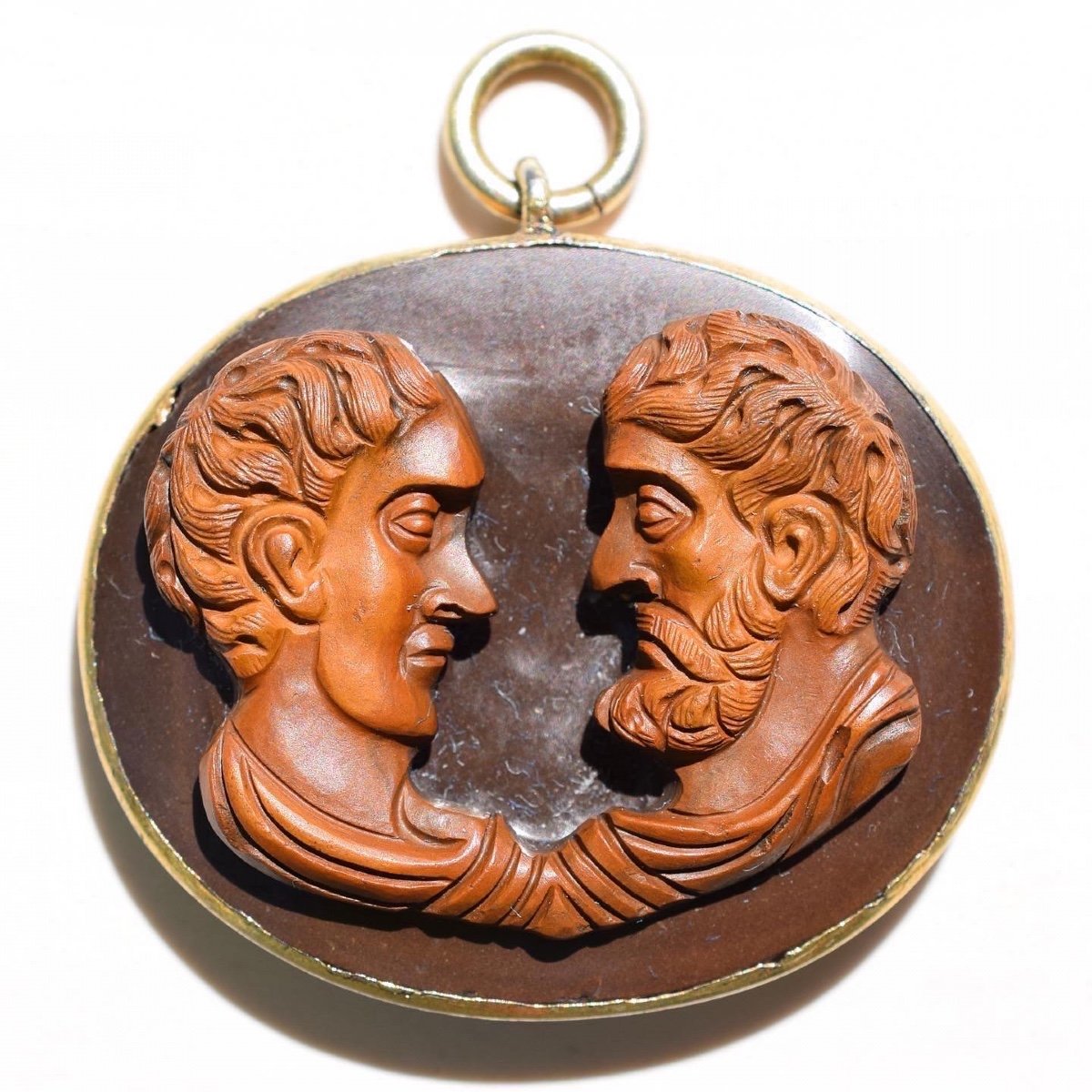 Camée En Agate De l'Empereur Hadrien Et Antinoüs. Italien, Vers 1700.