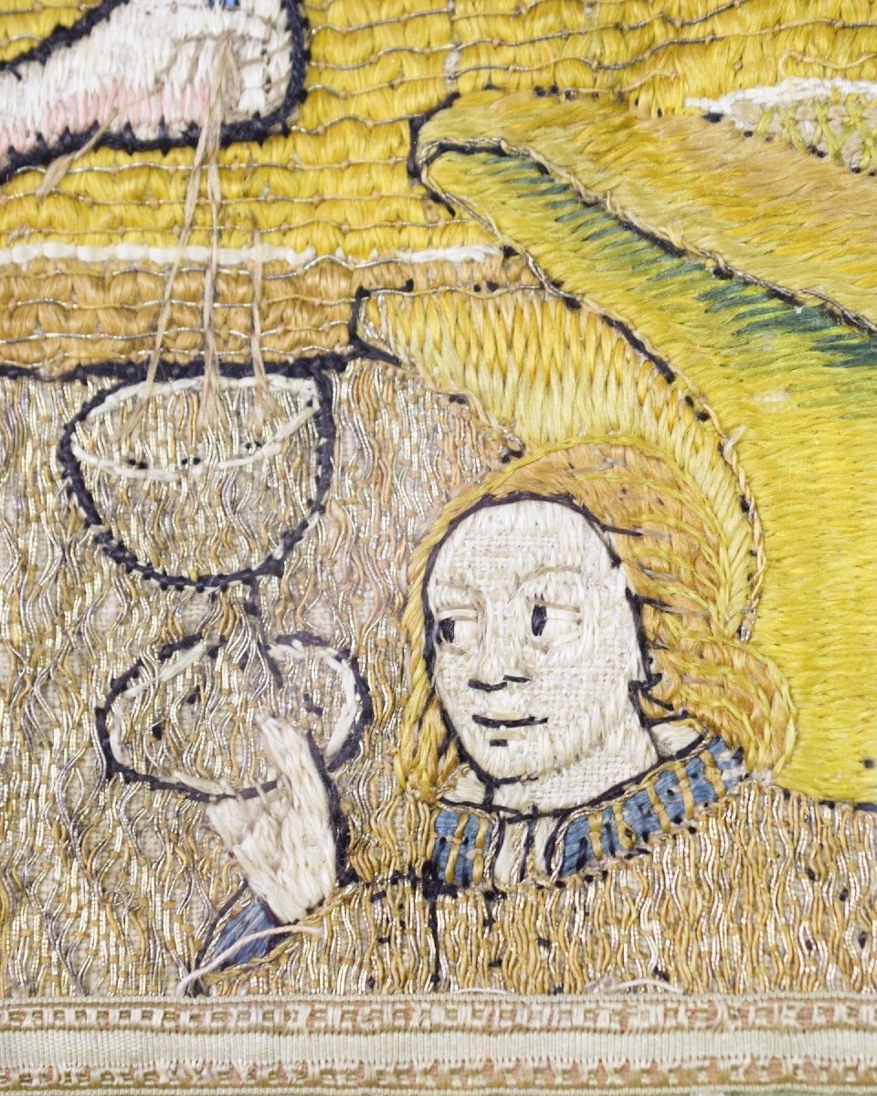 Opus Anglicanum; Panneau d'Orphrey Représentant La Crucifixion. Anglais, XVe Siècle.-photo-5