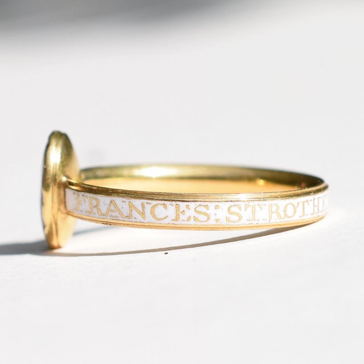 Bague De Deuil En Or émaillé Blanc Avec Médaillon De Cheveux. Anglais, 18e -photo-4