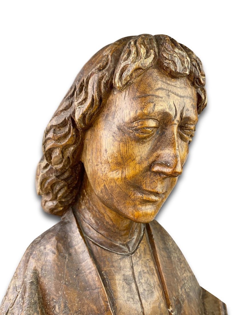 Bust In Oak Of Saint John The Evangelist. French, XVth Century.-photo-3
