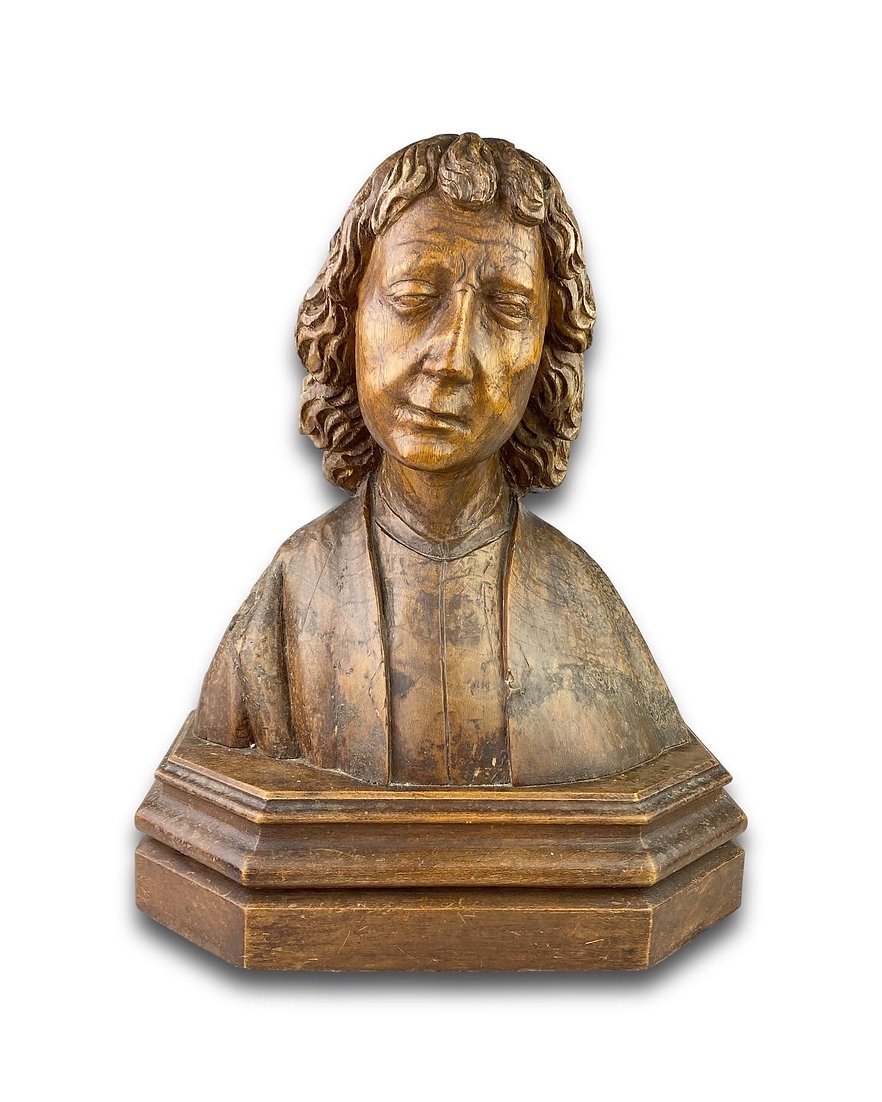 Bust In Oak Of Saint John The Evangelist. French, XVth Century.-photo-4