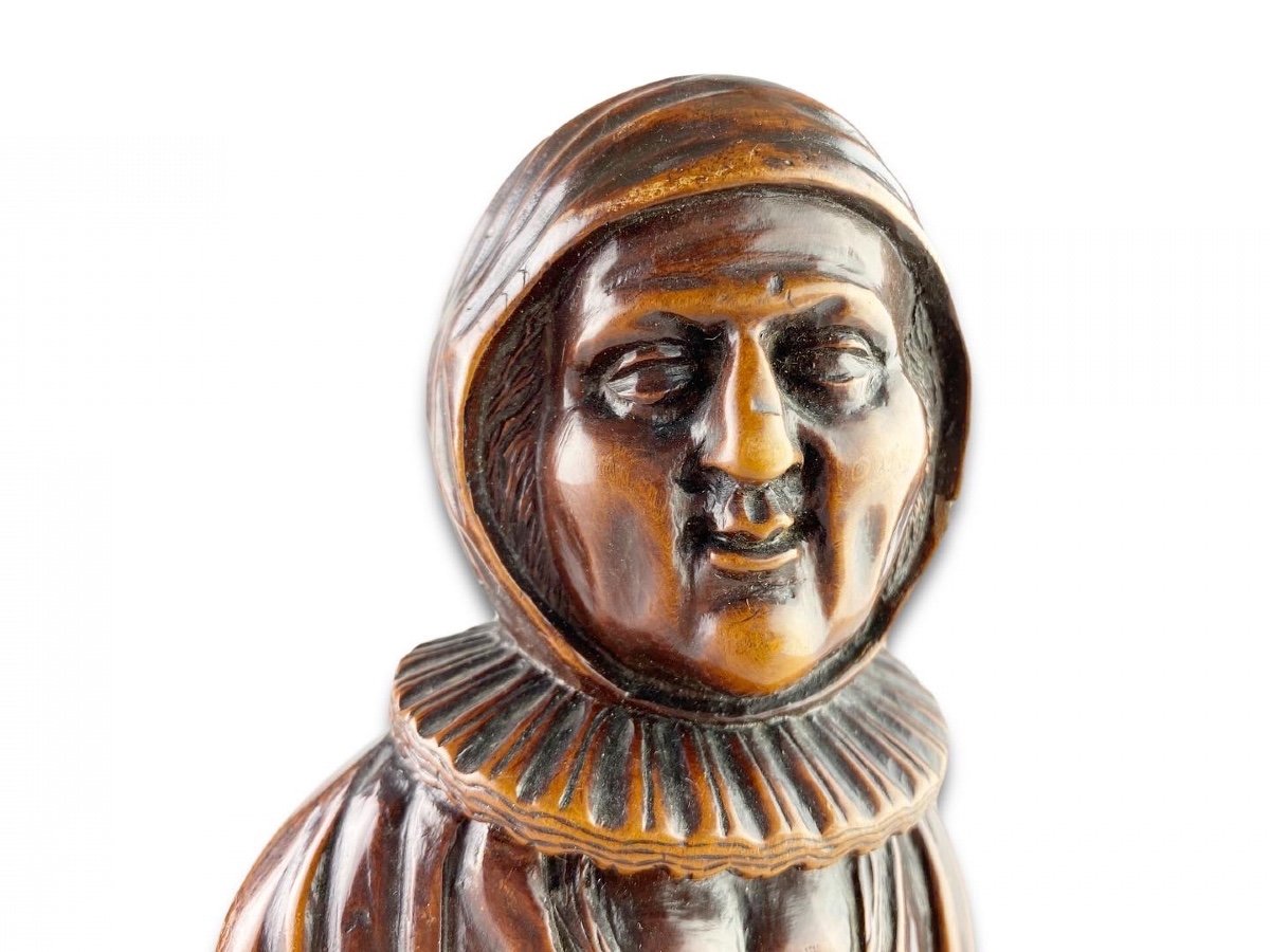 Bold Pair Of Boxwood Busts Of A Husband And Wife. Flemish, Mid 18th Century.-photo-4