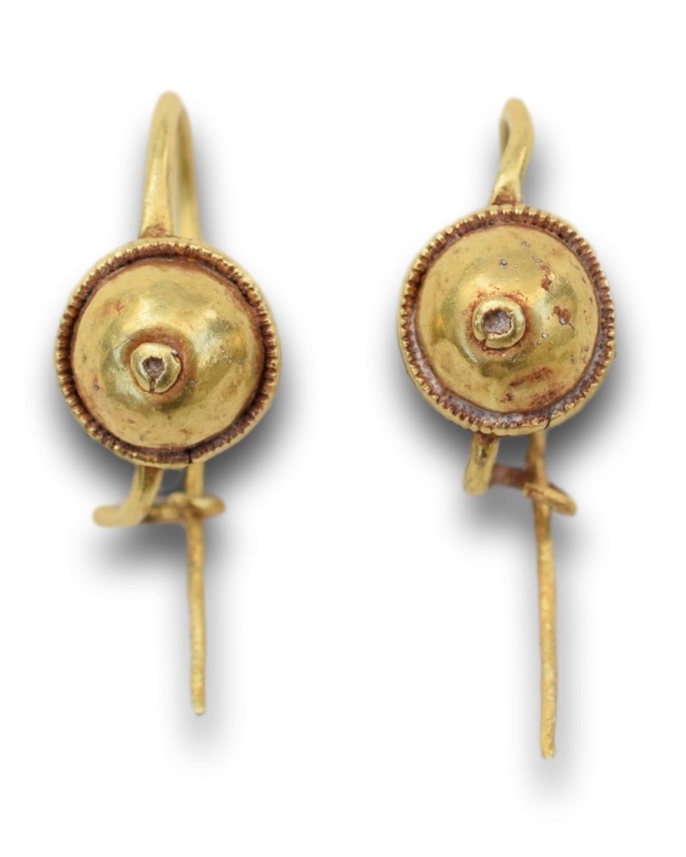Paire De Boucles d'Oreilles En Or De La Rome Antique. Circa 1er - 3ème Siècle Après Jc.-photo-2