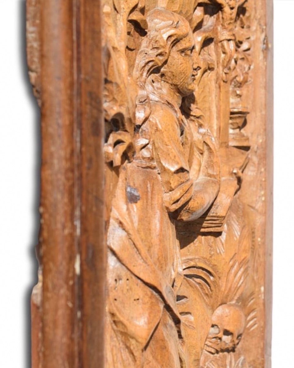 Oak Tabernacle Door Carved With Mary Magdalene. French, Early 17th Century.-photo-2