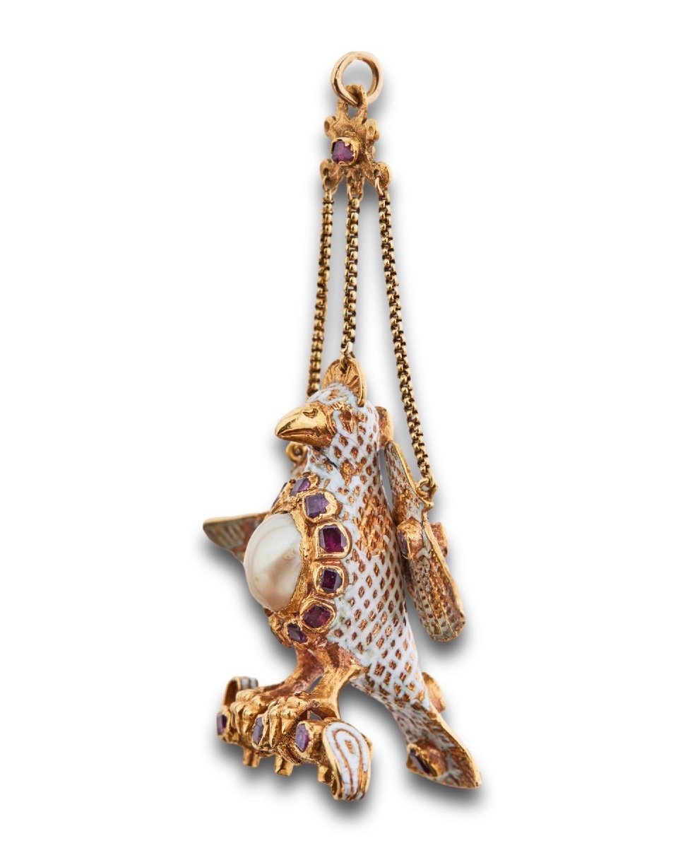 Pendentif En Or Et émail En Forme De Colombe. Espagnol, XVIe - XVIIe Siècle. -photo-6