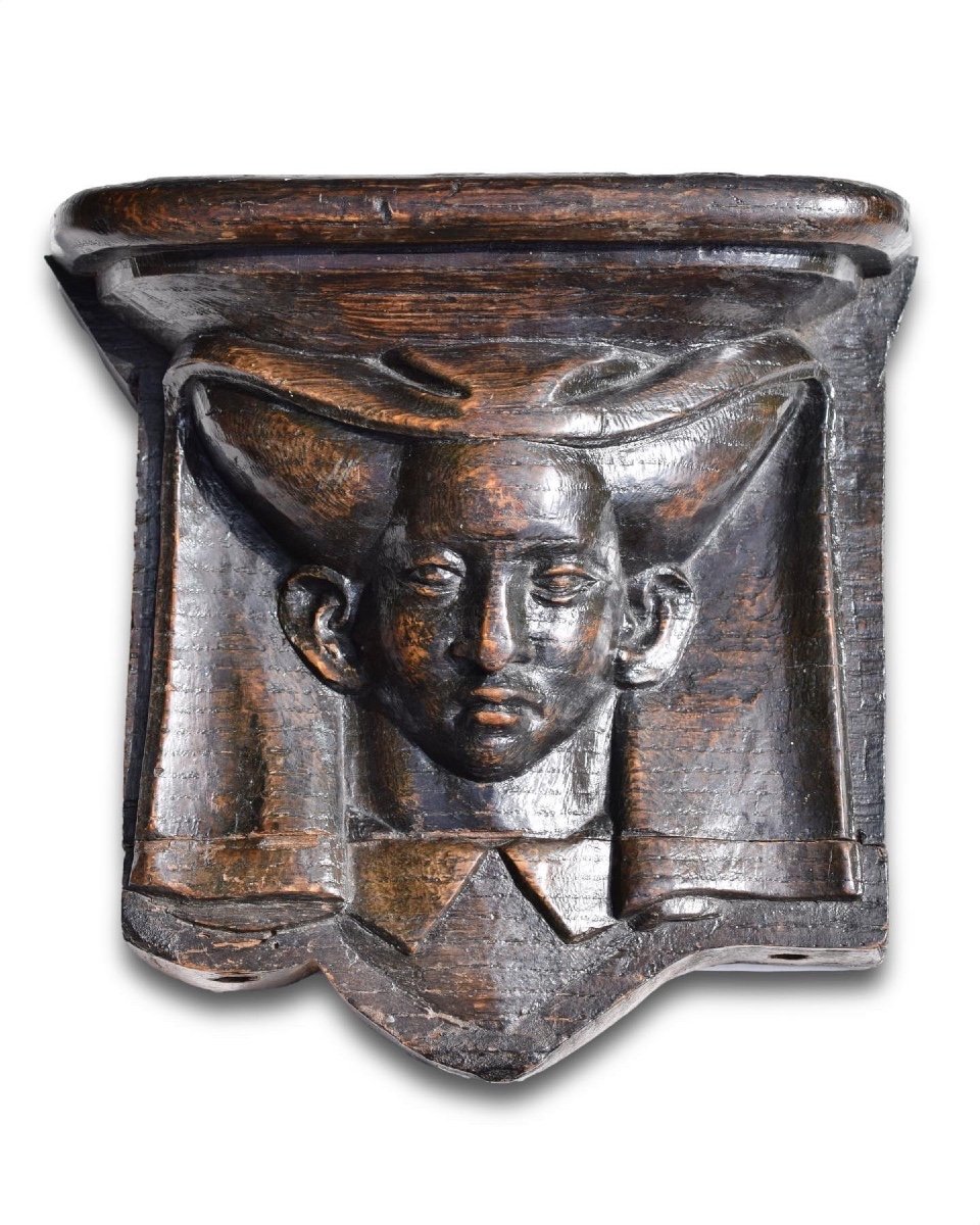 Misericord Of A Girl. Netherlandish, Circle Of Claes De Bruyn, 15th Century.-photo-3
