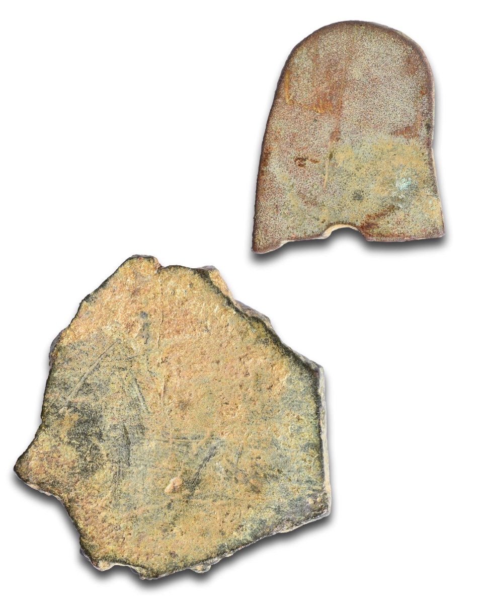 Deux Pièces Fragmentaires De Cuivres Monumentaux. Anglais, XVe Siècle.-photo-2