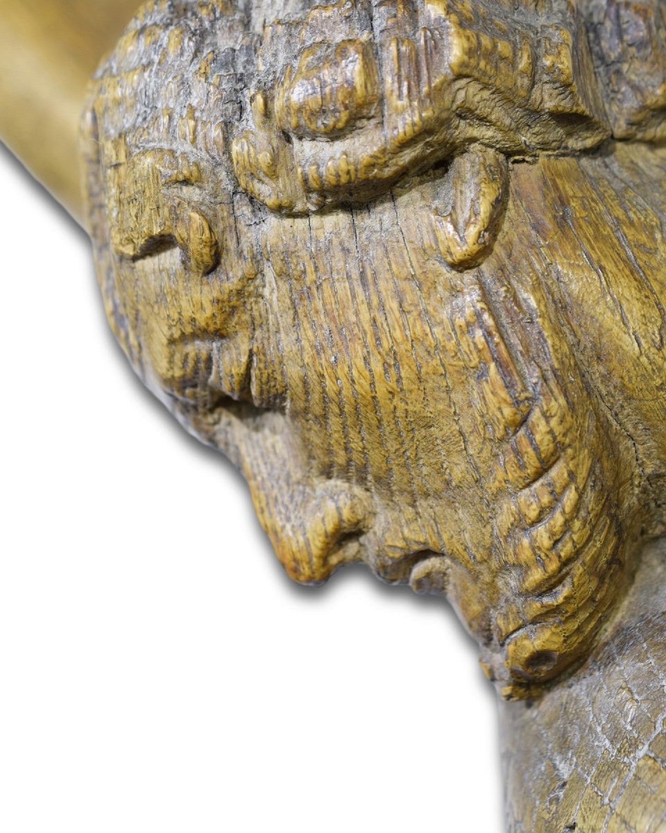 Large Oak Sculpture Of The Crucified Christ. French, 17th Century.-photo-2