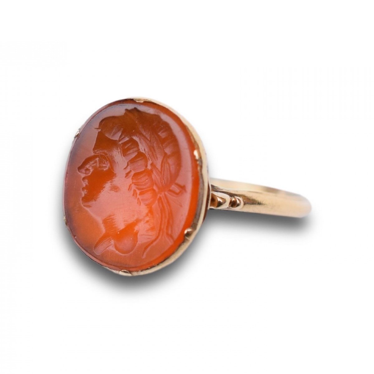 Bague En Or Géorgienne Avec Une Intaille d'Un Empereur Romain. Anglais, Vers 1760. -photo-2