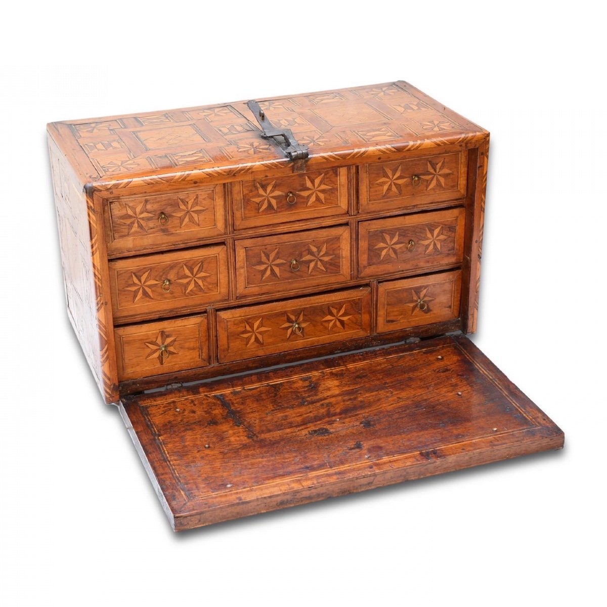 Marquetry Fall Front Table Cabinet. Spanish Colonial, Early 18th Century.-photo-2