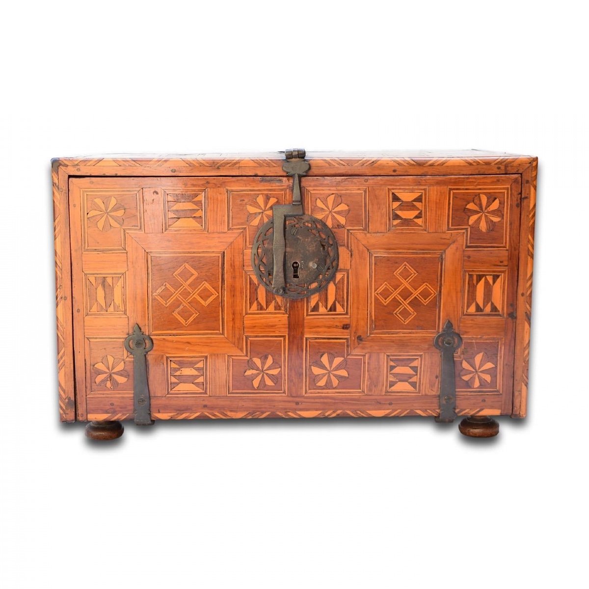 Marquetry Fall Front Table Cabinet. Spanish Colonial, Early 18th Century.-photo-1
