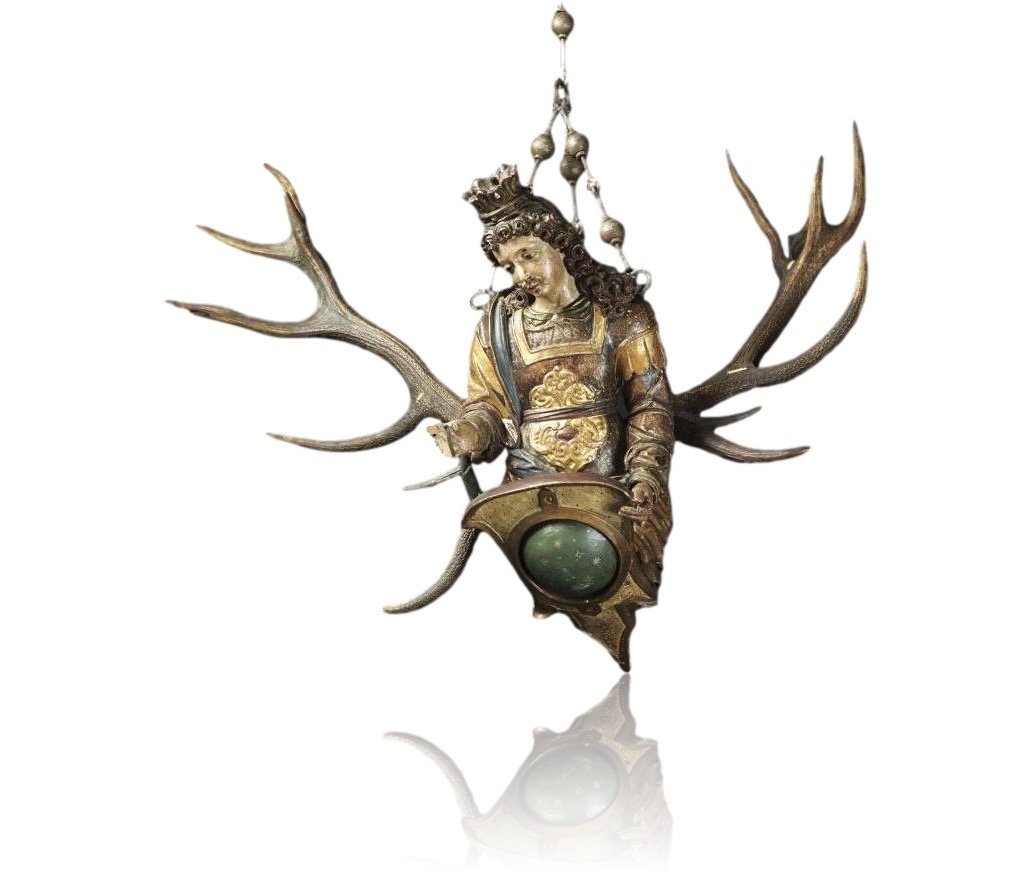 Wood & Antler Lüsterweibchen Of A Mermaid King. Southern German, 17th Century.