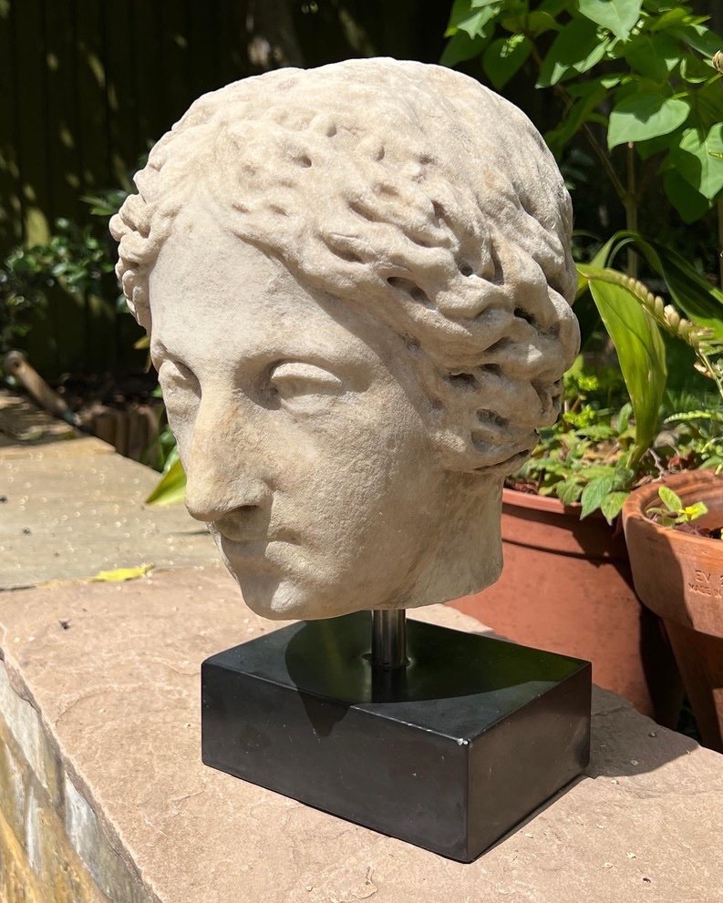 Renaissance Marble Head Of A Noble Lady. School Of Fontainebleau, 16th Century-photo-3