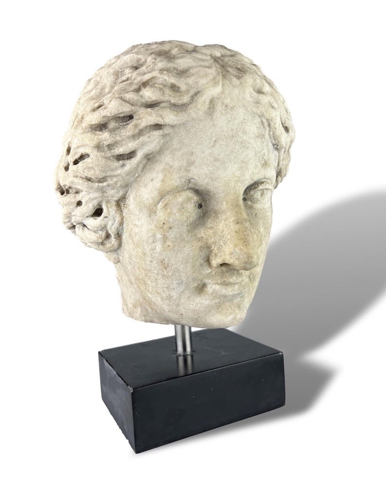 Renaissance Marble Head Of A Noble Lady. School Of Fontainebleau, 16th Century-photo-4